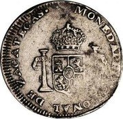 Mexico Real Ferdinand VII. Zacatecas 1811 KM# 185 MONEDA PROVISIONAL DE ZACATECAS coin reverse Mexico Real Ferdinand VII. Zacatecas 1811 KM# 185 MONEDA PROVISIONAL DE ZACATECAS coin reverse