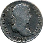 Mexico Real Ferdinand VII 1821 JJ KM# 83 FERDIN VII DEI GRATIA 1820 coin obverse Mexico Real Ferdinand VII 1821 JJ KM# 83 FERDIN VII DEI GRATIA 1820 coin obverse