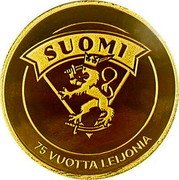 Niue Two Dollars Fifty Cents (Finland National Ice Hockey Team 75th Anniversary) SUOMI 75 VUOTTA LEIJONIA coin reverse
