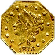 USA 1/4 Dollar Liberty Octagonal 1870 KM# 1.8 G *YEAR* coin obverse USA 1/4 Dollar Liberty Octagonal 1870 KM# 1.8 G *YEAR* coin obverse