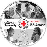 Australia 1 Dollar 100th Anniversary of Australian Red Cross 2014  THE POWER OF HUMANITY AUSTRALIAN RED CROSS 100 YEARS PEOPLE HELPING PEOPLE P coin reverse Australia 1 Dollar 100th Anniversary of Australian Red Cross 2014  THE POWER OF HUMANITY AUSTRALIAN RED CROSS 100 YEARS PEOPLE HELPING PEOPLE P coin reverse