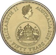 Australia 1 Dollar 50 Years of Decimal Currency 2016  ELIZABETH II AUSTRALIA 2016 FIFTY YEARS AUSTRALIA coin obverse Australia 1 Dollar 50 Years of Decimal Currency 2016  ELIZABETH II AUSTRALIA 2016 FIFTY YEARS AUSTRALIA coin obverse