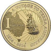 Australia 1 Dollar A Voyage to Terra Australis (Aluminum-Bronze) 2014 KM# 2162 A VOYAGE TO TERRA AUSTRALIS 1 DOLLAR 1814-2014 C coin reverse Australia 1 Dollar A Voyage to Terra Australis (Aluminum-Bronze) 2014 KM# 2162 A VOYAGE TO TERRA AUSTRALIS 1 DOLLAR 1814-2014 C coin reverse