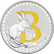 Australia 1 Dollar Alphabet Collection - Letter B (Yellow) 2017  B coin reverse
