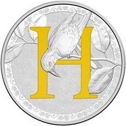 Australia 1 Dollar Alphabet Collection - Letter H (Yellow) 2017  H coin reverse