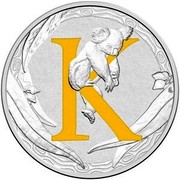 Australia 1 Dollar Alphabet Collection - Letter K (Yellow) 2016  K coin reverse