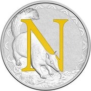 Australia 1 Dollar Alphabet Collection - Letter N (Yellow) 2017  N coin reverse