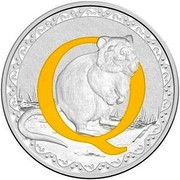 Australia 1 Dollar Alphabet Collection - Letter Q (Yellow) 2016  Q coin reverse