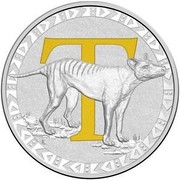 Australia 1 Dollar Alphabet Collection - Letter T (Yellow) 2017  T coin reverse