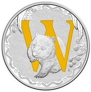 Australia 1 Dollar Alphabet Collection - Letter W (Yellow) 2016  W coin reverse