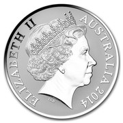Australia 1 Dollar Crocodile Graham 2014  ELIZABETH II AUSTRALIA 2014 IRB coin obverse Australia 1 Dollar Crocodile Graham 2014  ELIZABETH II AUSTRALIA 2014 IRB coin obverse