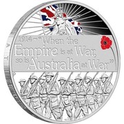 Australia 1 Dollar Declaration of War 2014 KM# 2167 1914~"WHEN THE EMPIRE IS AT WAR, SO IS AUSTRALIA AT WAR" P WR coin reverse Australia 1 Dollar Declaration of War 2014 KM# 2167 1914~"WHEN THE EMPIRE IS AT WAR, SO IS AUSTRALIA AT WAR" P WR coin reverse
