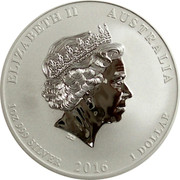 Australia 1 Dollar Five Blessings 2016 ELIZABETH II AUSTRALIA IRB 1 OZ 999 SILVER 2016 1 DOLLAR coin obverse