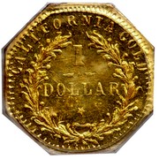 USA 1 Dollar Indian (Octagonal) 1876 KM# 14.1 CALIFORNIA GOLD 1 DOLLAR coin reverse USA 1 Dollar Indian (Octagonal) 1876 KM# 14.1 CALIFORNIA GOLD 1 DOLLAR coin reverse