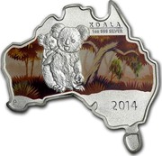Australia 1 Dollar Koala (Map Shape) 2014  KOALA 1 OZ 999 SILVER P 2014 coin reverse Australia 1 Dollar Koala (Map Shape) 2014  KOALA 1 OZ 999 SILVER P 2014 coin reverse