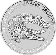 Australia 1 Dollar Saltwater Crocodile 2014 AUSTRALIAN SALTWATER CROCODILE 2014 1 OZ 999 SILVER P NM coin reverse Australia 1 Dollar Saltwater Crocodile 2014 AUSTRALIAN SALTWATER CROCODILE 2014 1 OZ 999 SILVER P NM coin reverse