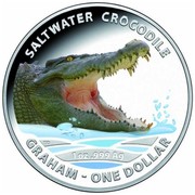 Australia 1 Dollar Saltwater Crocodile - Graham 2014  SALTWATER CROCODILE GRAHAM - ONE DOLLAR 1 OZ .999 AG TD coin reverse Australia 1 Dollar Saltwater Crocodile - Graham 2014  SALTWATER CROCODILE GRAHAM - ONE DOLLAR 1 OZ .999 AG TD coin reverse