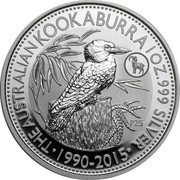 Australia 1 Dollar (Sitting Kookaburra) THE AUSTRALIAN KOOKABURRA 1 OZ .999 SILVER 1990-2015 P25 coin reverse Australia 1 Dollar (Sitting Kookaburra) THE AUSTRALIAN KOOKABURRA 1 OZ .999 SILVER 1990-2015 P25 coin reverse