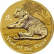 Australia 1 Dollar Year of the Tiger 2010 YEAR OF THE TIGER P coin reverse Australia 1 Dollar Year of the Tiger 2010 YEAR OF THE TIGER P coin reverse