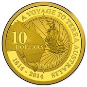 Australia 10 Dollars A Voyage to Terra Australis 2014 KM# 2163 A VOYAGE TO TERRA AUSTRALIS 1814-2014 10 DOLLARS 1/10 OZ .9999 AU C coin reverse Australia 10 Dollars A Voyage to Terra Australis 2014 KM# 2163 A VOYAGE TO TERRA AUSTRALIS 1814-2014 10 DOLLARS 1/10 OZ .9999 AU C coin reverse