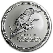 Australia 10 Dollars Kookaburra looking right 2003 AUSTRALIAN KOOKABURRA 2003 10 OZ. 999 SILVER coin reverse Australia 10 Dollars Kookaburra looking right 2003 AUSTRALIAN KOOKABURRA 2003 10 OZ. 999 SILVER coin reverse