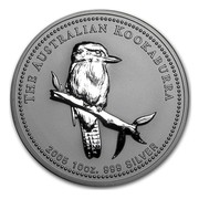 Australia 10 Dollars Kookaburra on a branch 2005 THE AUSTRALIAN KOOKABURRA 2005 10 OZ. 999 SILVER coin reverse