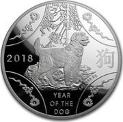 Australia 10 Dollars Lunar Dog 2018 2018 YEAR OF THE DOG 5 OZ .999 AG coin reverse Australia 10 Dollars Lunar Dog 2018 2018 YEAR OF THE DOG 5 OZ .999 AG coin reverse