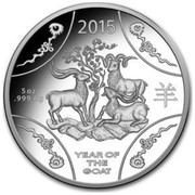 Australia 10 Dollars Lunar Goat 2015 2015 5 OZ .999 AG YEAR OF THE GOAT coin reverse Australia 10 Dollars Lunar Goat 2015 2015 5 OZ .999 AG YEAR OF THE GOAT coin reverse