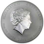 Australia 10 Dollars Year of the Dragon (Red) 2012 ELIZABETH II AUSTRALIA 10 OZ 999 SILVER 2012 10 DOLLARS IRB coin obverse Australia 10 Dollars Year of the Dragon (Red) 2012 ELIZABETH II AUSTRALIA 10 OZ 999 SILVER 2012 10 DOLLARS IRB coin obverse