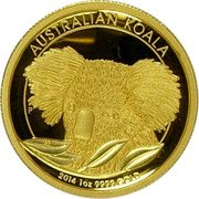 Australia 100 Dollars A Close-Up Portrait of a Koala 2014 AUSTRALIA KOALA 2014 1 OZ 9999 GOLD P MG coin reverse Australia 100 Dollars A Close-Up Portrait of a Koala 2014 AUSTRALIA KOALA 2014 1 OZ 9999 GOLD P MG coin reverse