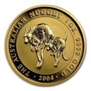 Australia 100 Dollars Australian Hopping Kangaroos 2004 THE AUSTRALIAN NUGGET 1 OZ. 9999 GOLD 2004 coin reverse Australia 100 Dollars Australian Hopping Kangaroos 2004 THE AUSTRALIAN NUGGET 1 OZ. 9999 GOLD 2004 coin reverse