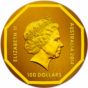 Australia 100 Dollars Koala Road Sign 2014 ELIZABETH II AUSTRALIA 2014 100 DOLLARS IRB coin obverse Australia 100 Dollars Koala Road Sign 2014 ELIZABETH II AUSTRALIA 2014 100 DOLLARS IRB coin obverse