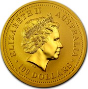 Australia 100 Dollars Lunar Dog 2006 ELIZABETH II AUSTRALIA 100 DOLLARS IRB coin obverse Australia 100 Dollars Lunar Dog 2006 ELIZABETH II AUSTRALIA 100 DOLLARS IRB coin obverse