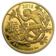 Australia 100 Dollars Lunar Monkey 2016 2016 1 OZ .9999 AU coin reverse Australia 100 Dollars Lunar Monkey 2016 2016 1 OZ .9999 AU coin reverse