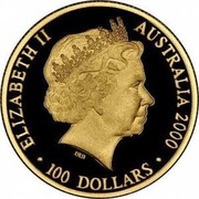 Australia 100 Dollars Medal 2000 ELIZABETH II AUSTRALIA 2000 100 DOLLARS coin obverse Australia 100 Dollars Medal 2000 ELIZABETH II AUSTRALIA 2000 100 DOLLARS coin obverse
