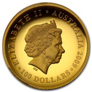 Australia 100 Dollars Sitting Koala 2009 KM# 1115 ELIZABETH II AUSTRALIA 100 DOLLARS IRB coin obverse Australia 100 Dollars Sitting Koala 2009 KM# 1115 ELIZABETH II AUSTRALIA 100 DOLLARS IRB coin obverse