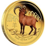 Australia 100 Dollars Year of the Goat (Colorized) 2015 YEAR OF THE GOAT P NM coin reverse Australia 100 Dollars Year of the Goat (Colorized) 2015 YEAR OF THE GOAT P NM coin reverse