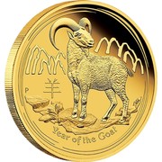 Australia 100 Dollars Year of the Goat High Relief 2015 YEAR OF THE GOAT P NM coin reverse Australia 100 Dollars Year of the Goat High Relief 2015 YEAR OF THE GOAT P NM coin reverse