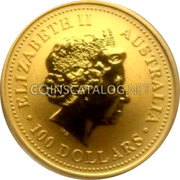 Australia 100 Dollars Year of the Monkey (Colorized) 2004 KM# 672a ELIZABETH II AUSTRALIA 100 DOLLARS coin obverse Australia 100 Dollars Year of the Monkey (Colorized) 2004 KM# 672a ELIZABETH II AUSTRALIA 100 DOLLARS coin obverse