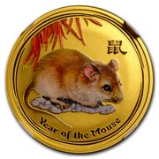 Australia 100 Dollars Year of the Mouse (Colorized) 2008 YEAR OF THE MOUSE P coin reverse Australia 100 Dollars Year of the Mouse (Colorized) 2008 YEAR OF THE MOUSE P coin reverse