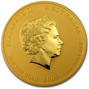 Australia 1000 Dollars Year of the Ox 2009 ELIZABETH II AUSTRALIA 10 OZ 9999 GOLD 2009 1000 DOLLARS IRB coin obverse Australia 1000 Dollars Year of the Ox 2009 ELIZABETH II AUSTRALIA 10 OZ 9999 GOLD 2009 1000 DOLLARS IRB coin obverse