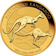 Australia 15 Dollars Australian Kangaroo 2018 AUSTRALIAN KANGAROO 2018 1/10 OZ 9999 GOLD P NH coin reverse Australia 15 Dollars Australian Kangaroo 2018 AUSTRALIAN KANGAROO 2018 1/10 OZ 9999 GOLD P NH coin reverse