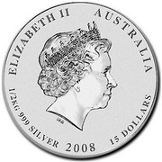 Australia 15 Dollars Lunar Mouse 2008 ELIZABETH II AUSTRALIA 1/2 KG 999 SILVER 2008 15 DOLLARS IRB coin obverse Australia 15 Dollars Lunar Mouse 2008 ELIZABETH II AUSTRALIA 1/2 KG 999 SILVER 2008 15 DOLLARS IRB coin obverse