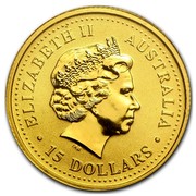 Australia 15 Dollars Nugget 1999 ELIZABETH II AUSTRALIA 15 DOLLARS IRB coin obverse Australia 15 Dollars Nugget 1999 ELIZABETH II AUSTRALIA 15 DOLLARS IRB coin obverse
