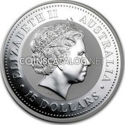 Australia 15 Dollars The Rooster (Colorized) 2005  ELIZABETH II AUSTRALIA 15 DOLLARS IRB coin obverse Australia 15 Dollars The Rooster (Colorized) 2005  ELIZABETH II AUSTRALIA 15 DOLLARS IRB coin obverse