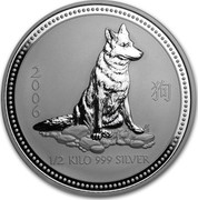 Australia 15 Dollars Year of the Dog 2006 2006 1/2 KILO 999 SILVER coin reverse Australia 15 Dollars Year of the Dog 2006 2006 1/2 KILO 999 SILVER coin reverse