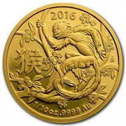 Australia 15 Dollars Year of the Monkey 2016 2016 1/10 OZ .9999 AU coin reverse Australia 15 Dollars Year of the Monkey 2016 2016 1/10 OZ .9999 AU coin reverse