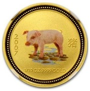 Australia 15 Dollars Year of the Pig (Colorized) 2007 2007 1/10 OZ 9999 GOLD coin reverse Australia 15 Dollars Year of the Pig (Colorized) 2007 2007 1/10 OZ 9999 GOLD coin reverse