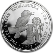 Australia 2 Dollars A Laughing Kookaburra (Privy Florin coin) 1997 THE AUSTRALIAN KOOKABURRA 2 OZ. 999 SILVER 1997 coin reverse Australia 2 Dollars A Laughing Kookaburra (Privy Florin coin) 1997 THE AUSTRALIAN KOOKABURRA 2 OZ. 999 SILVER 1997 coin reverse
