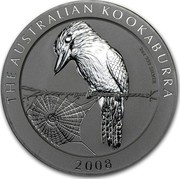Australia 2 Dollars Kookaburra perched on a wire fence with a cobweb 2008 THE AUSTRALIAN KOOKABURRA 2 OZ 999 SILVER 2008 coin reverse Australia 2 Dollars Kookaburra perched on a wire fence with a cobweb 2008 THE AUSTRALIAN KOOKABURRA 2 OZ 999 SILVER 2008 coin reverse